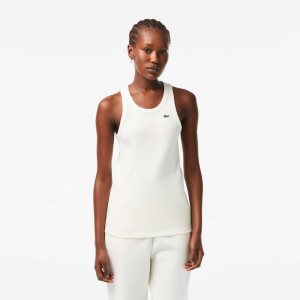 Lacoste Slim Fit Organic βαμβακερα Tank ασπρα | DL7350164