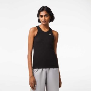 Lacoste Slim Fit Organic βαμβακερα Tank μαυρα | UT6234980