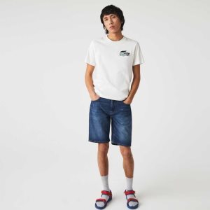 Lacoste Slim Fit Stretch βαμβακερα Denim Bermuda μπλε | AH8970453