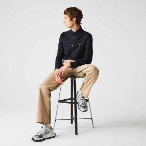Lacoste Slim Fit Stretch βαμβακερα Poplin σκουρο μπλε μπλε | KV0416572