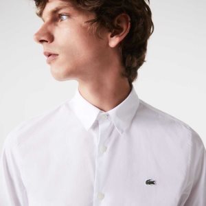 Lacoste Slim Fit Stretch βαμβακερα Poplin ασπρα | NO5280934