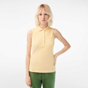 Lacoste Slim Fit αμανικα βαμβακερα Pique κίτρινα | RG7601284