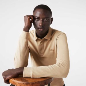 Lacoste Smart Paris long sleeve stretch cotton Μπεζ | TE2985437