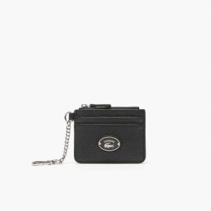Lacoste Snap Hook Grained δερματινα Card Holder μαυρα | TM4637980