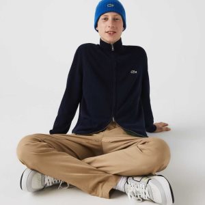 Lacoste Stand-Up Collar Organic βαμβακερα Zippered σκουρο μπλε μπλε | ND4625397