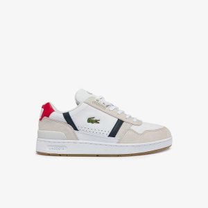 Lacoste T-Clip Tricolor δερματινα and σουετ ασπρα μπλε κοκκινα | PK8037524