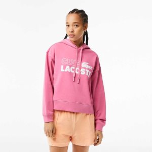 Lacoste Texture Print Hoodie ροζ | JG2579463