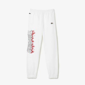 Lacoste Thrasher Unbrushed Fleece Trackpants ασπρα | EC2914365