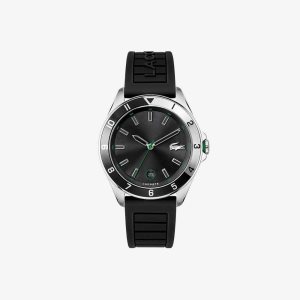 Lacoste Tiebreaker 3 Hands Black σιλικόνη μαυρα | AG6240185