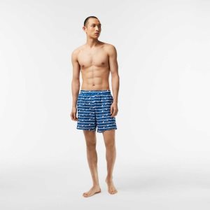 Lacoste Two-Tone Print ασπρα μπλε | YK7639150