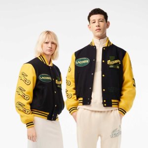 Lacoste Two-Tone Woolen Teddy σκουρο μπλε μπλε κίτρινα | UO1873640