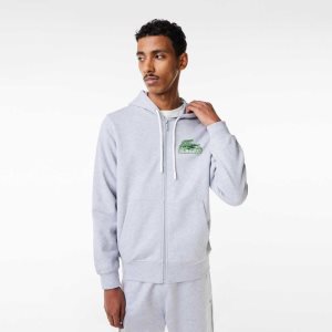 Lacoste Unbrushed Fleece Zipped Hoodie γκρι | PX8675394