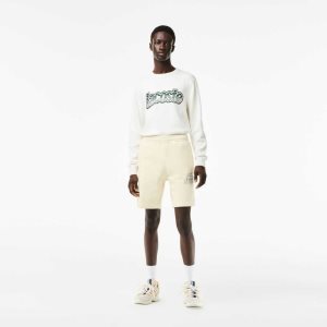 Lacoste Unbrushed Organic βαμβακερα Fleece ασπρα | VG4610279