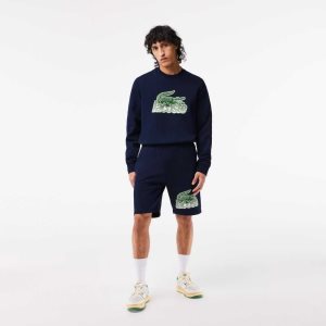 Lacoste Unbrushed βαμβακερα Fleece Shorts σκουρο μπλε μπλε | PJ8213097