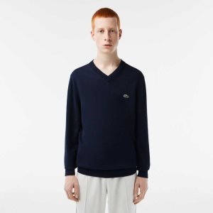 Lacoste V-Neck Organic βαμβακερα σκουρο μπλε μπλε | ED3681957
