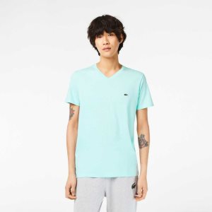 Lacoste V-Neck Pima βαμβακερα Jersey μεντα | JV2958340