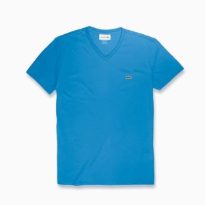 Lacoste V-Neck Pima βαμβακερα Jersey μπλε | AL7619302