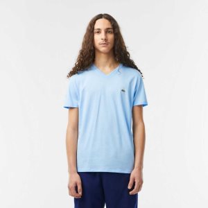 Lacoste V-Neck Pima βαμβακερα Jersey μπλε | HA4187950