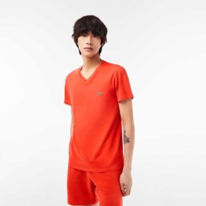 Lacoste V-Neck Pima βαμβακερα Jersey πορτοκαλι | RU2547318