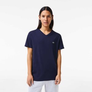 Lacoste V-Neck Pima βαμβακερα Jersey σκουρο μπλε μπλε | SG2514697