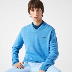 Lacoste V-Neck Μαλλί μπλε | VJ8493720