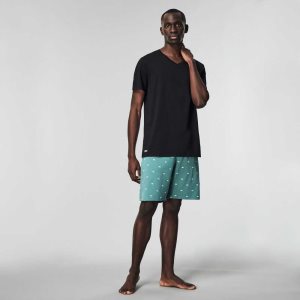 Lacoste V-Neck βαμβακερα Lounge T-Shirt 3-Pack μαυρα | KD1705436