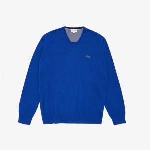 Lacoste V-Neck βαμβακερα μπλε | DC8105234
