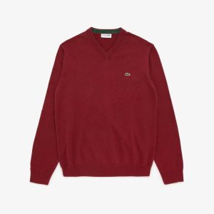 Lacoste V-Neck βαμβακερα μπορντο | LH6415920