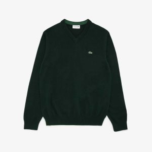 Lacoste V-Neck βαμβακερα πρασινο | NI8097154