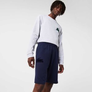 Lacoste Velour Crocodile βαμβακερα Fleece Lounge σκουρο μπλε μπλε | ZO5327690
