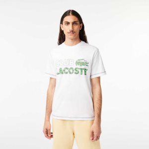 Lacoste Vintage Print Organic βαμβακερα ασπρα | PQ2314865