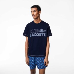 Lacoste Vintage Print Organic βαμβακερα σκουρο μπλε μπλε | SY2049157