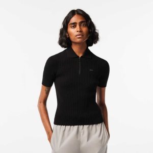Lacoste Zipped Knit Polo μαυρα | QN7915832