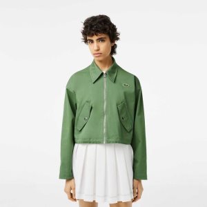 Lacoste Zipped βαμβακερα Harrington Χακί πρασινο | HN2607813