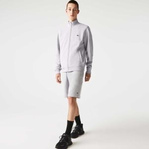 Lacoste Zippered Stand-Up Collar Pique Fleece Jacket γκρι | XF2053968