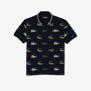 Lacoste Γκολφ Crocodile Print σκουρο μπλε μπλε ασπρα πρασινο | SZ9543862