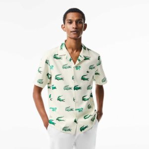 Lacoste Γκολφ Printed κοντο-Sleeve ασπρα | LM7308152