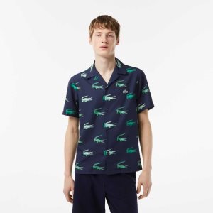 Lacoste Γκολφ Printed κοντο-Sleeve σκουρο μπλε μπλε | ZP5467901