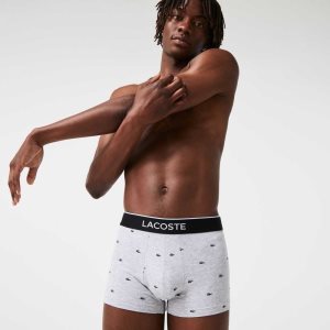 Lacoste Καθημερινά Signature Boxer Trunks 3-Pack μαυρα γκρι | WX8726015