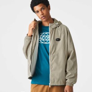 Lacoste Κουκουλοφόρος Check Twill Μπεζ σκουρο μπλε μπλε ασπρα Χακί πρασινο | YW2091764