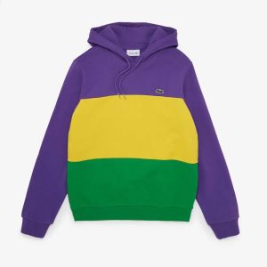 Lacoste Κουκουλοφόρος Colorblock Fleece Sweatshirt μωβ κίτρινα πρασινο | AK3450927