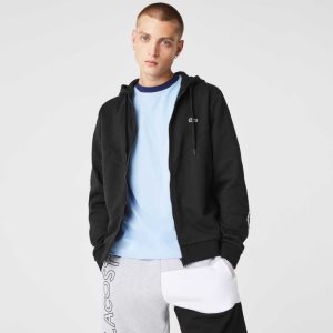 Lacoste Κουκουλοφόρος Colorblock Lettered Fleece Zip Sweatshirt μαυρα | SV8906251