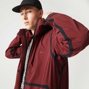 Lacoste Κουκουλοφόρος Lettering Light Zip μπορντο | AZ9354026