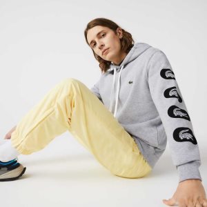 Lacoste Κουκουλοφόρος Print Sleeve Fleece γκρι | BI9208376