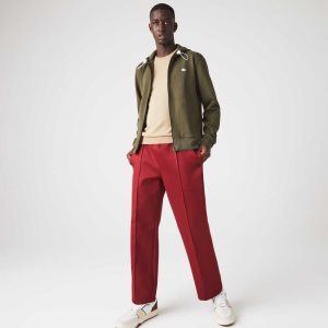 Lacoste Κουκουλοφόρος βαμβακερα Blend Lettered Zip Χακί πρασινο | QF0162895