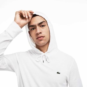 Lacoste Κουκουλοφόρος βαμβακερα Jersey Sweatshirt ασπρα | GO7126809