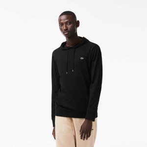 Lacoste Κουκουλοφόρος βαμβακερα Jersey Sweatshirt μαυρα | WP1320458