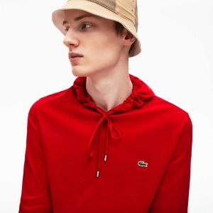 Lacoste Κουκουλοφόρος βαμβακερα Jersey Sweatshirt κοκκινα | WX5684109