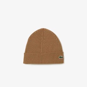 Lacoste Πλευρωτός Μαλλί Beanie καφε | CB4129760