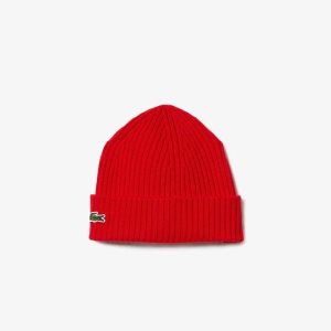 Lacoste Πλευρωτός Μαλλί Beanie κοκκινα | US6140573